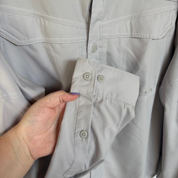 Columbia PFG Pro Fishing Gear Gray Vented Top Button Down Camping Shirt Mens XL - Picture 5 of 11
